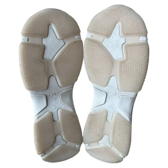 Bronx Baisley Low Top Sneakers White, Yellow , Silver Leather Women EU 40/ US 9 - Picture 6 of 8